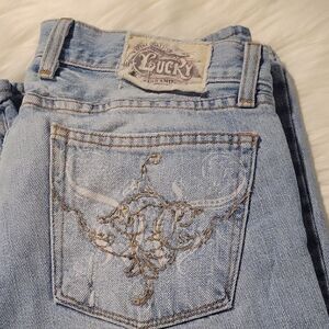 Lucky Brand Embroidered Light Blue Jeans Boot Cut Size 4